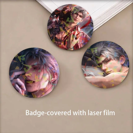 Game Love and Deepspace Sylus Round Laser Badge Brooch Clothes Backpack Accessories Lapel Decoration Gift