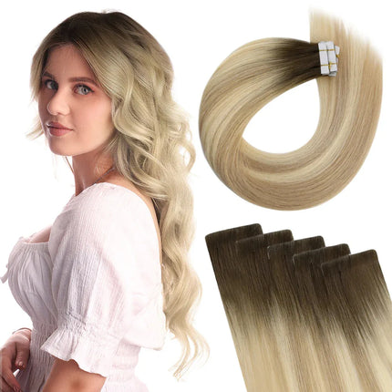 Full Shine Virgin Injection Tape in Human Hair Extensions Invisible Hand Tied Tape in Hair Extension Human Hair Natural Adhesive