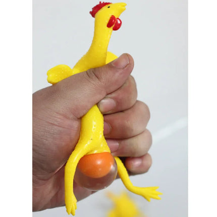 1PC Funny Fidgets Keychains Novelty Antistress Squeeze Laying Egg Chicken Toys Keyring Surprise Squishy Kids Children Toys