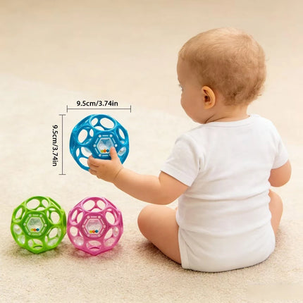 Baby Hollow Sensory Ball,Soft Grasping Ball Toy with Rattle,Early Development Hand-Eye Coordination Toy for Boy&Girl Toys