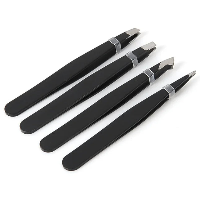 Stainless Steel Flat Slant Tip Eyebrow Eyelash Makeup Tweezer Beauty Tools Eyebrow Tweezers Facial Hair RemovalClip Tweezers