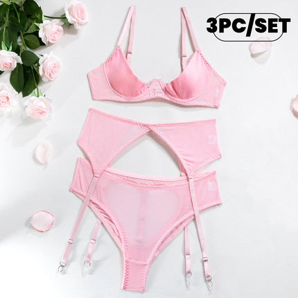 Sexy Erotic Set Open Bra + Back Open Panty Underwear Set Sensual Intimates Women Sexy Garter Kit Tassel Lingerie Set