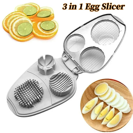 3in1 Creative Egg Slicer Hard Boiled Eggs Slicers Kitchen Food Slicers Fruit Vegetable Manual Slicers Household Kitchen Supplies