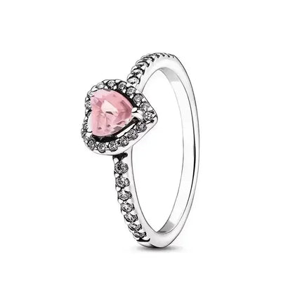 High quality 925 sterling silver adjustable ring, sparkling luxury circular heart-shaped crown crystal ring,women's jewelry gift