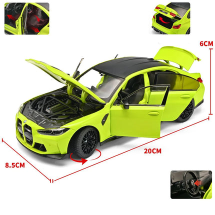 1:24 BMW M3 G80 Coupe Alloy Sports Car Model Diecasts Metal Racing Car Vehicles Model High Simulation Sound and Light Kids Gifts