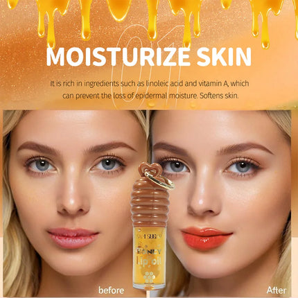 Sam Sugar Honey Lip Oil Deeply Moisturizes and Improves Lip Lines, Offering Both Lip Gloss and Lip Balm Functions, with a Transparent Texture That Gives a Refreshing Feel, Long-Lasting Hydration and Moisture-Locking Propertie