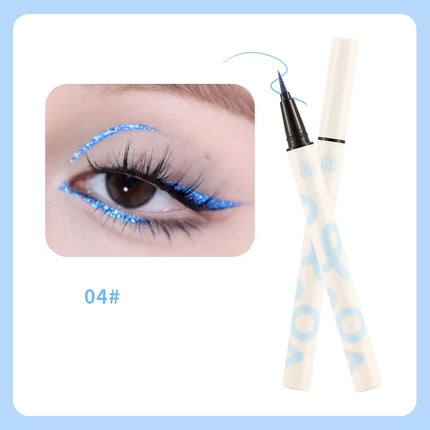 Liquid Aurora Blue Shiny Eye Liner Pen Glitter Phosphorescence Pigment Waterproof Shimmer Sparkling Eyeliners Diamond Eye Makeup
