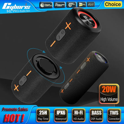 20W Split Bluetooth Speaker TWS Stereo Dual Speaker High Volume Wireless Portable Speaker Outdoor Waterproof Heavy Bass Speaker