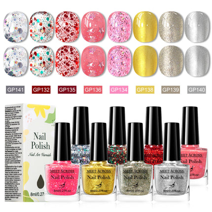 8pcs Red Series Water-Based Nail Polish Set Long Lasting Quick Drying Without Lamp Cure Nail Supplies Vernis for Nails Manicure