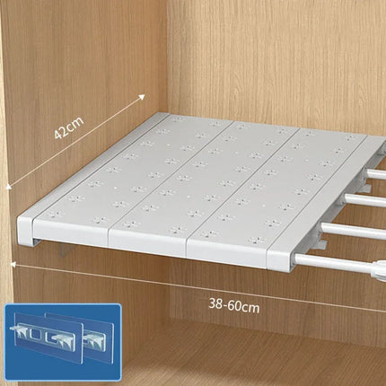 White Expandable Divider Punch-free Retractable Layers Board for Wardrobe Storage Kitchen and Bathroom Shelf Dormitory Dividers