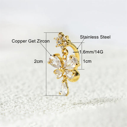 Zircon Butterfly Dangle Reverse Belly Ring 14G F136 Titanium Navel Piercing Barbell Women Sexy Body Jewelry piercings ombelico