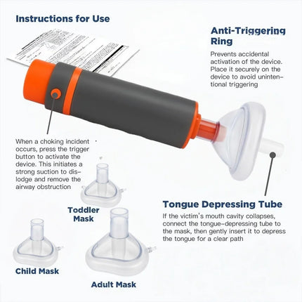 Heimlich anti choking device throat negative pressure suction device household portable automatic first aid anti asphyxia device