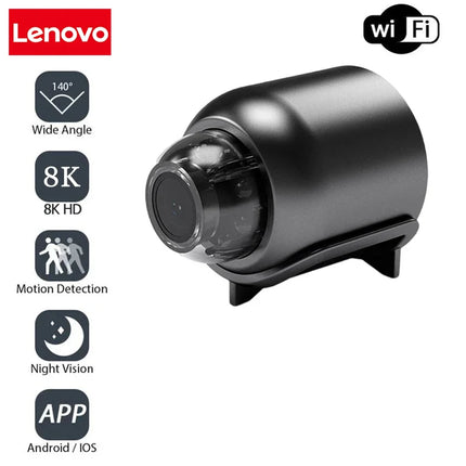 Lenovo Mini 8K HD Camera WiFi Wireless Night Vision Motion Detection Video Camera Home Security Camcorder Audio Video Recorder