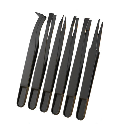 8pcs/Set Anti-Static ESD Plastic Tweezers Set Curved & Straight Forceps for Electronic PCB Repair Anti-Static Hand Tools
