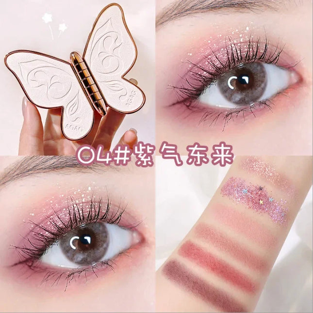 Butterfly Eye Shadow Six Color Eyeshadow Palette Easy to Color Glitter Matte Makeup Make-up For Women Korean Cosmetics Makeup