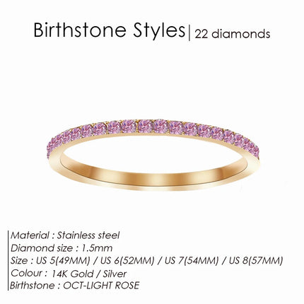EManco Rhinestone Birthstone Stainless Steel Ring Luxury Jewelry Gift 12 Zodiac Sparkling Rings for Women Wholesale US5/6/7/8