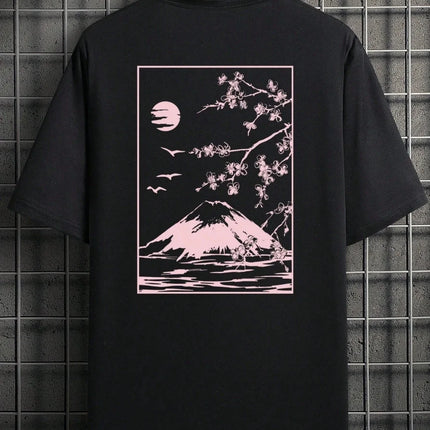 Tokyo Sakura Mount Fuji Business Card T-shirt Women's Fashion T-shirt Clothing Summer Casual Top Hip Hop Loose Versatile T-shirt