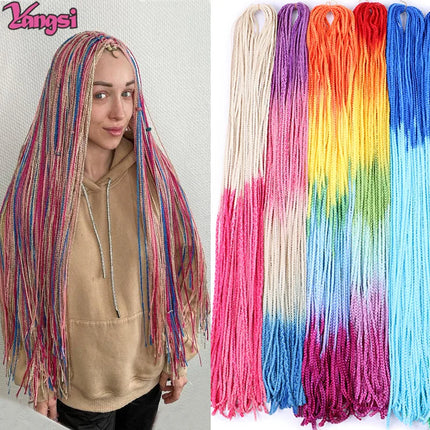 Full Star 30 Inch Synthetic Zizi Braids Thin Box Braids Hair Extensions Brown Pink Blue Red 613 Ombre Box Crochet Braiding Hair