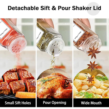 12Pcs Glass Spice Jars with Metal Lids Salt Pepper Shaker Spice Seasoning Containers Spice Organizer Kitchen Spice Jar Set 120ML