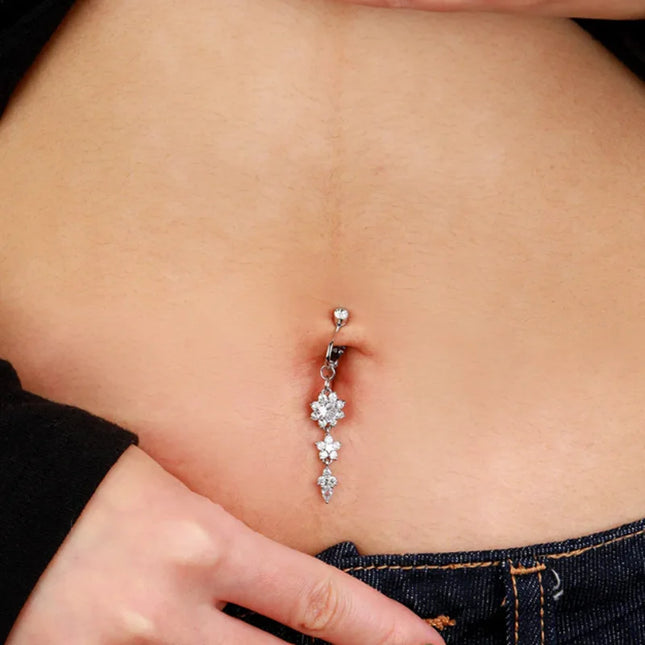 Clip On Belly Button Ring Butterfly Copper Zircon Pink Fake Belly Piercing Umbilical Navel Body Jewelry Trendy Fashion Style