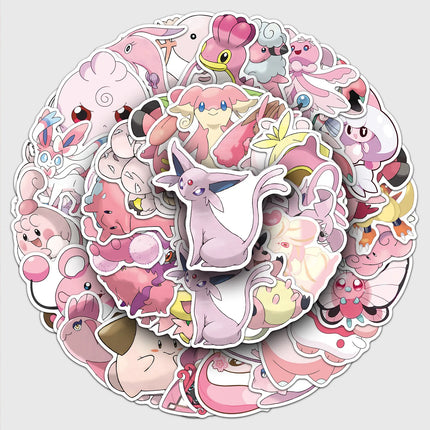 10/30/50PCS Pink Pokémon Anime Cartoon Sticker DIY Phone Laptop Luggage Skateboard Graffiti Decals Fun for Kid