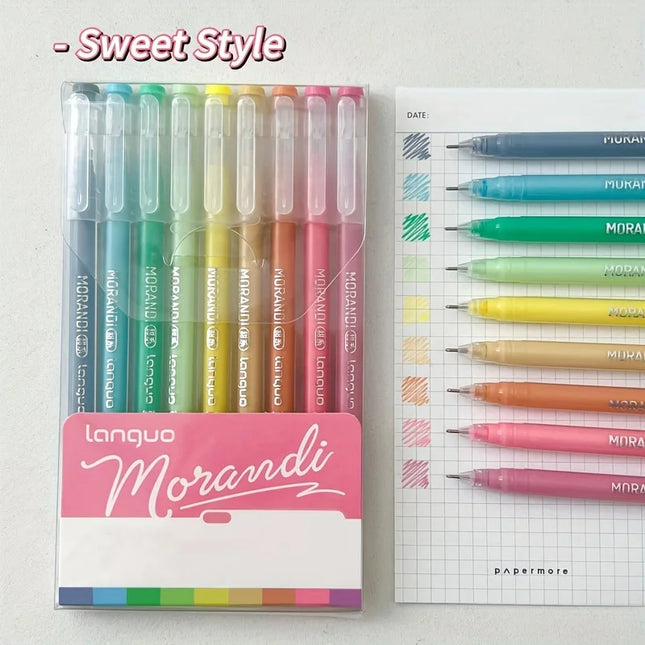 9PCS/Set Multicolor Gel Pen Colored Painting Gel Ink Pens 0.5MM DIY Graffiti Pen Retro Color Drawing Pen Art Supplies