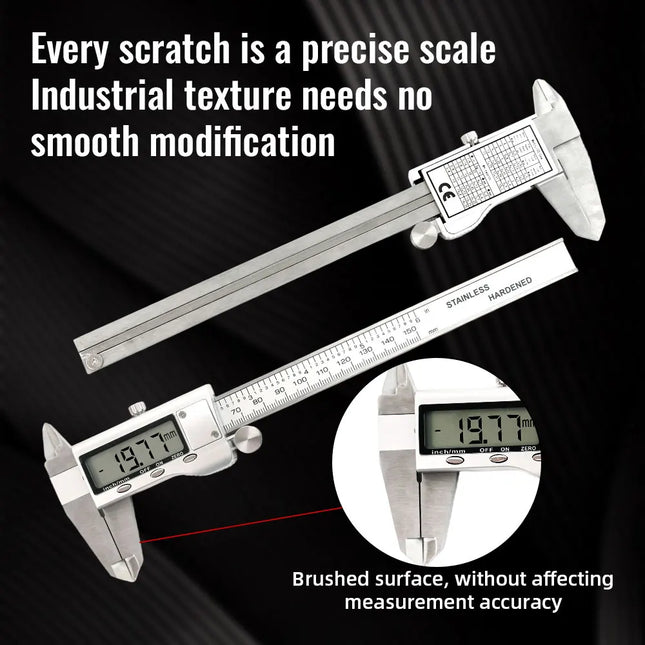6-Inch/150mm Digital Vernier Caliper - Stainless Steel Electronic Micrometer with Depth Gauge, Precision Measuring Tool for Home