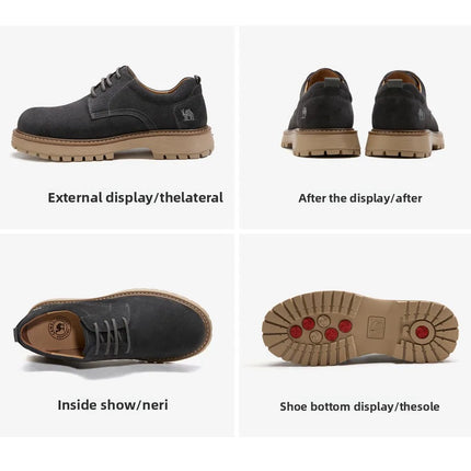 Golden Camel Men's Shoes 2026 New Business Casual Soft-Soled Leather Shoes High-Quality Non-slip Velvet Warm Work Shoe