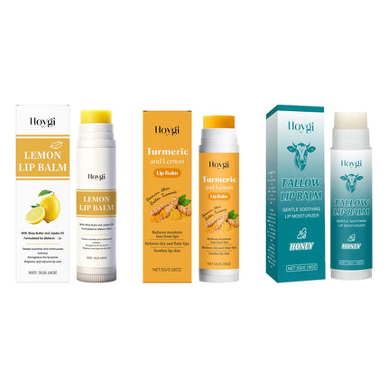 Lip Balm Care Series Lasting Moisturizing Nourishing Lip Care Lemon Turmeric Soothing Tallow Hydrating Balm for Dry Chapped Lips