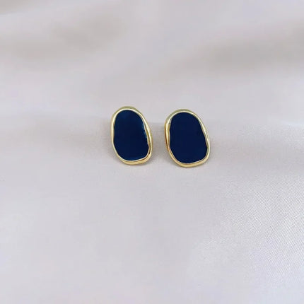 New Street Style Black Square Stud Earrings for Women Minimalist Korean Fashion Geometric Enamel Big Earring Jewelry Girl Gift
