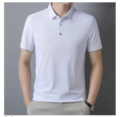 Summer New Men's Short Sleeve Ice Silk POLO Shirt Fashion Simple Men's Business Casual Pullover Large Size 5XL