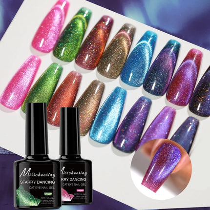 Romantic Galaxy Cat Eye Gel Nail Polish Semi-permanent Glitter Soak Off UV Holographic Magnetic Rainbow Gel for Nail Manicure