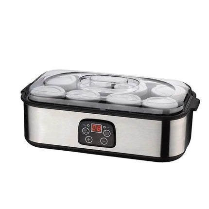 AC93-Automatic Adjustable Temperature Time Yogurt Maker With 8 Glasses Professional Ice Cream Pudding Machine UK Plug