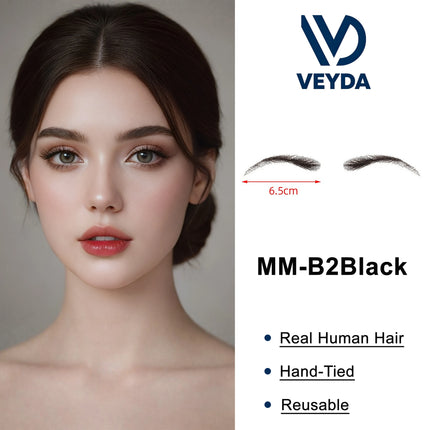 VEYDA Fake Eyebow Women Or Man Hair Brazilian Hair invisible Handmade 100% Human Hair Fake Eyebrows Hand Tied False Eyebrows