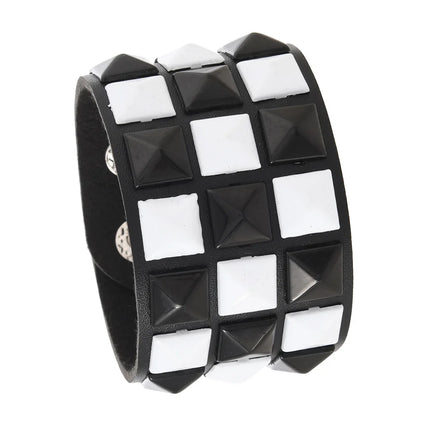 3Pcs/Set Fashion Contrasting Rivets Leather Wrist Friendship Big Wide Bracelet For Male Female Buckle Vintage Punk Jewelry