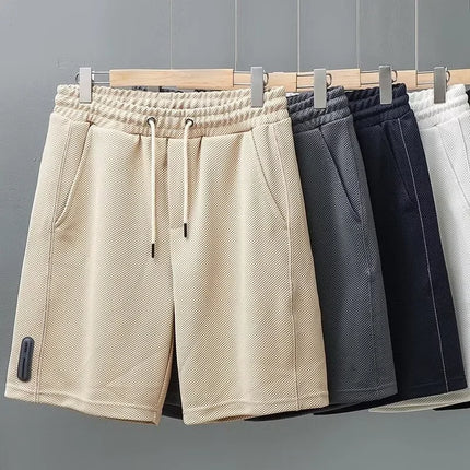 Summer Men's Waffle Y2K Shorts New Korean Fashion Drawstring Baggy Short Pants Fitness Breathable Streetwear Gym Bermuda