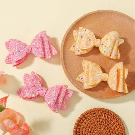 10pcs Random Color Glitter Hair Bows Clips Rhinestone Dot Sequin Bow for Baby Girls Hair Accessories Headwear Hair Pin