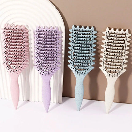 2026 Curling styling brush - hollow massage comb, nylon mane, ABS plastic handle, comfortable grip Special for real hair wigs