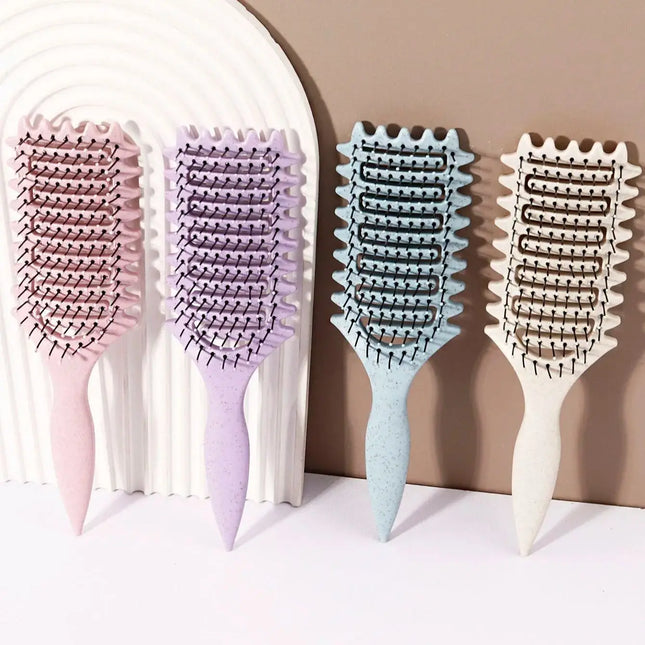 2026 Curling styling brush - hollow massage comb, nylon mane, ABS plastic handle, comfortable grip Special for real hair wigs