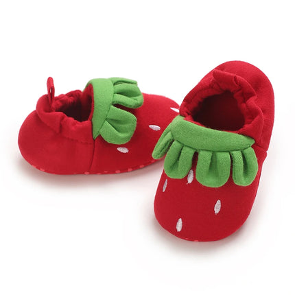 Spring and Autumn Baby Girl Baby Shoes Cute Strawberry Casual Sports Shoes Elastic Mouth Comfortable Baby Walking Shoes