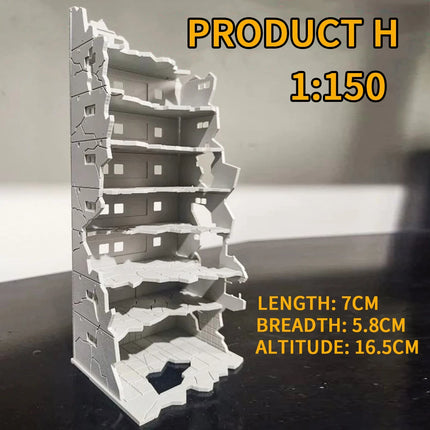 1:150 1:100 N Scale Battle Damaged Building Assembly Model Toys Military Scene Layout Materials Diorama Kits 1Pcs