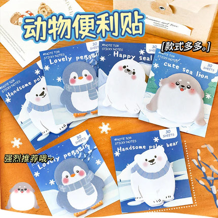 Ins Cartoon Cute Animal Sticky Note Student Special-shaped Penguin Note Book Can Paste Messages and Notes N Times Memo Pad