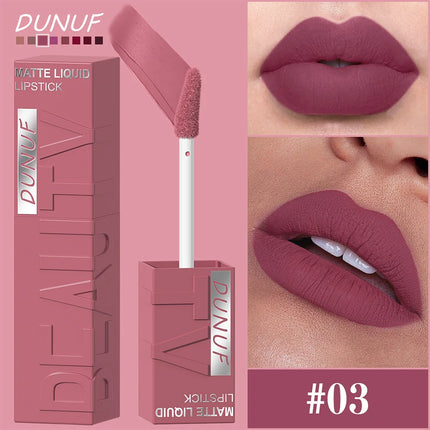 DUNUF 1 Pcs Matte Velvet Smooth Easy-to-apply Square Tube Lip Gloss Waterproof Not Easy To Fade Sexy Brown for Women Lip Tint