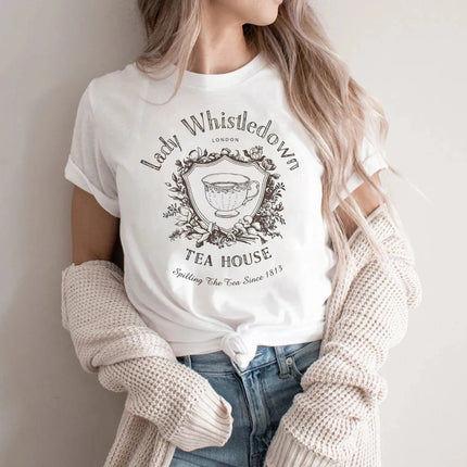 Teacup Lady Whistledown  Shirt Women Graphic Harajuku T-shirt Unisex Fashion Manga Y2k Tshirt kawaii Vintage Tops Female