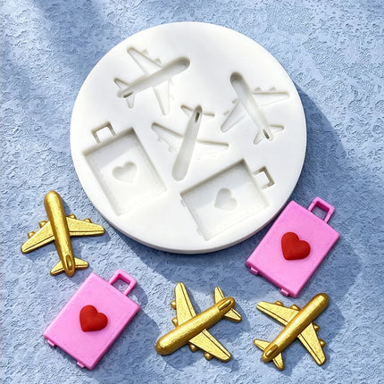 Airplane Suitcase Silicone Sugarcraft Mold Resin Tools Cupcake Baking Mould Fondant Cake Decorating Tools