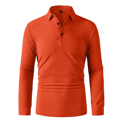 New Men's Business Casual Long Sleeved Shirt Solid Color Polo Shirt Fashionable Breathable Comfortable Versatile Top
