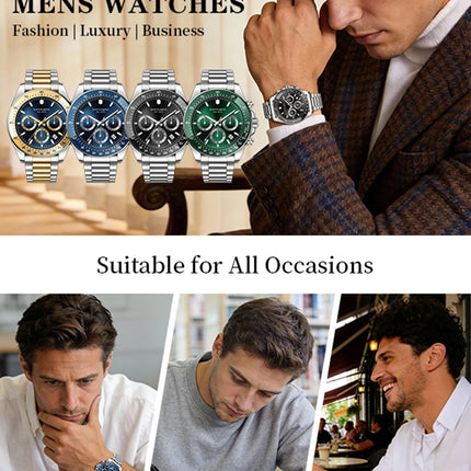 SAPPHERO Fashionable Men's Watch Date Display 5ATM Waterproof Watch Stainless Steel Watch Strap Men's Gift Watch For Men