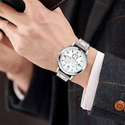 1/2PCS Men's Business Watches Fashion Men's Steel Band Quartz Watch with Bracelet (Box not Included)