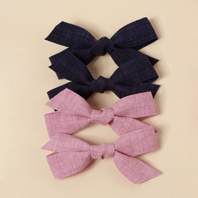 4pcs Children Fashion Bow Tie Hair Clips Girls Ponytail Decor Hairpin Baby Party Wear Cute Hair accessories Solid Color Barrette