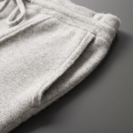 Autumn Winter 100% merino Wool Men's Wool Pants Thickened Knitted Long Pants Slim Fitting Solid Color Warm Flat Corner Pants